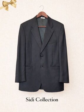 Sidi Collection Blazer Loro Piana Super 120’s Wool Italy 52R Charcoal Black